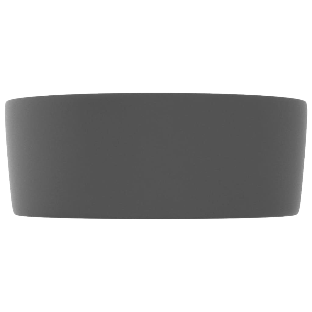 Luxury bathroom sink, dark grey matt, 40x15 cm, ceramic, round