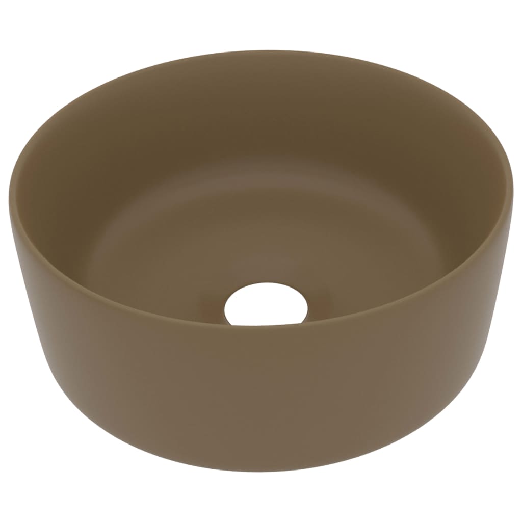 Luxury bathroom sink, matte cream, 40x15 cm, ceramic, round