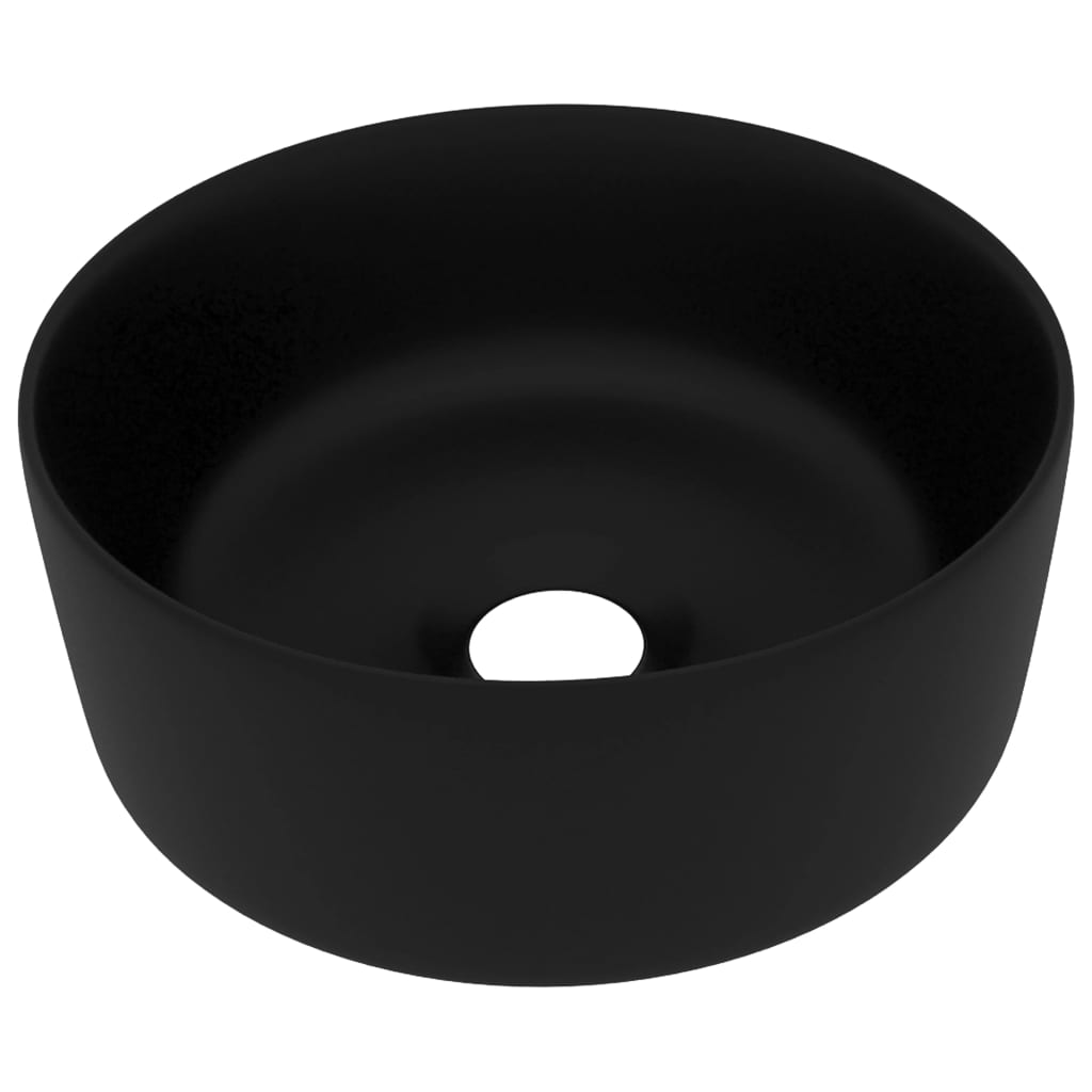 Luxury bathroom sink, matte black, 40x15 cm, ceramic, round