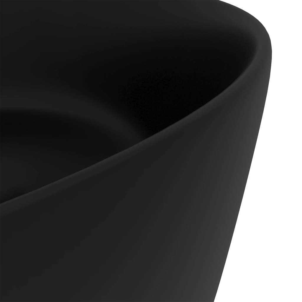 Luxury bathroom sink, matte black, 40x15 cm, ceramic, round