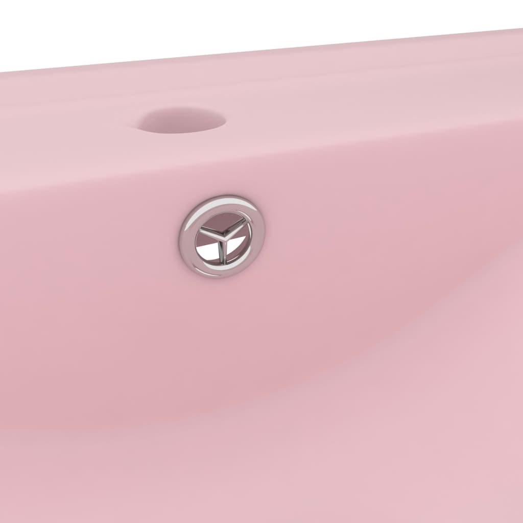 Luxury bathroom sink with tap hole, matte pink, 60x46 cm, ceramic