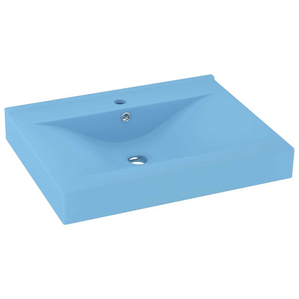 Luxury bathroom sink, tap hole, matte blue 60x46 cm ceramic