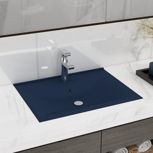 Luxury bathroom sink with blue tap hole 60x46 cm ceramic