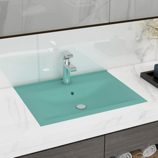 Luxury bathroom sink, matte green tap hole 60x46 cm ceramic