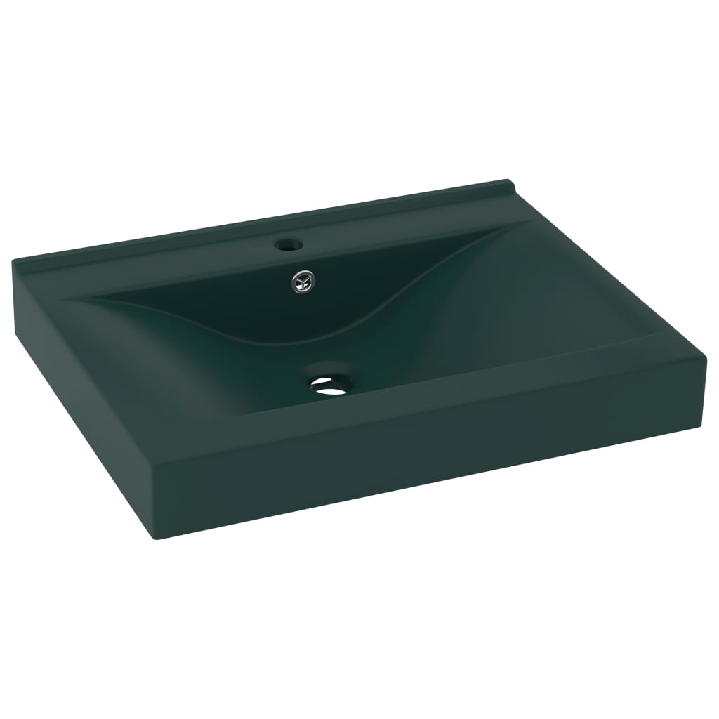 Luxury bathroom sink, matte green tap hole 60x46 cm ceramic