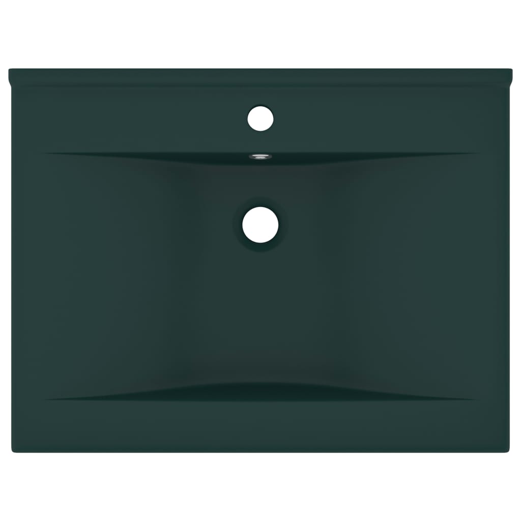 Luxury bathroom sink, matte green tap hole 60x46 cm ceramic