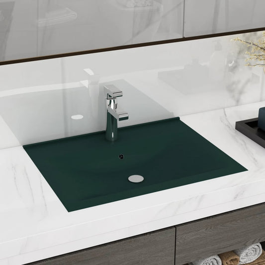 Luxury bathroom sink, matte green tap hole 60x46 cm ceramic