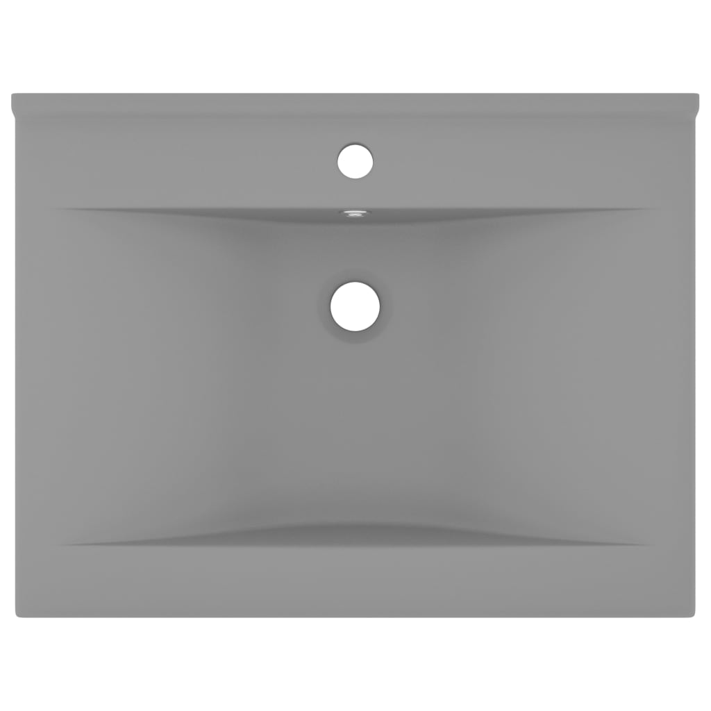 Luxury bathroom sink with tap hole, matte gray 60x46 cm, ceramic