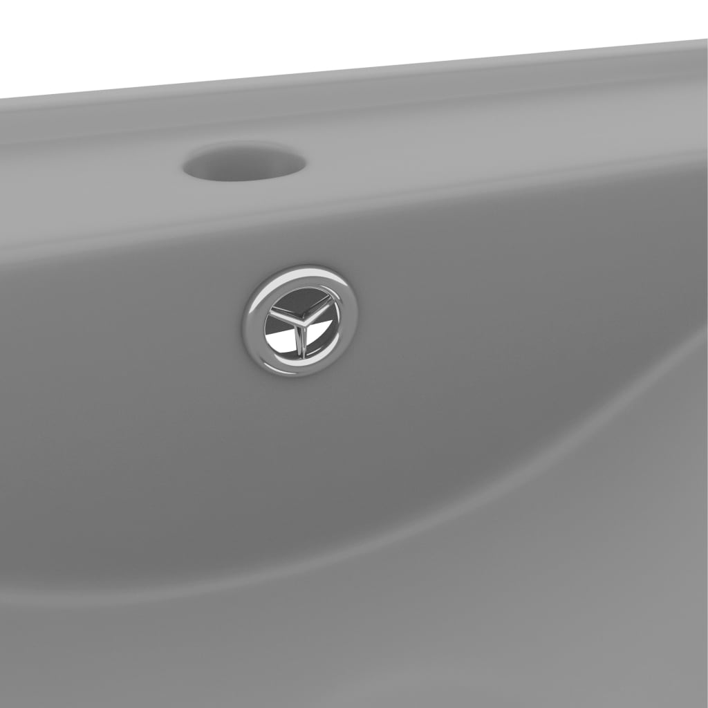 Luxury bathroom sink with tap hole, matte gray 60x46 cm, ceramic