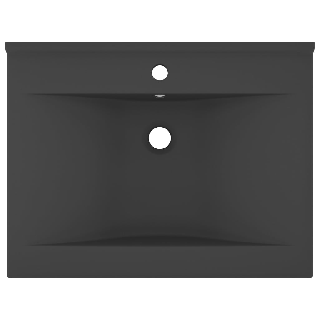 Luxury bathroom sink with tap hole, matte gray 60x46 cm, ceramic