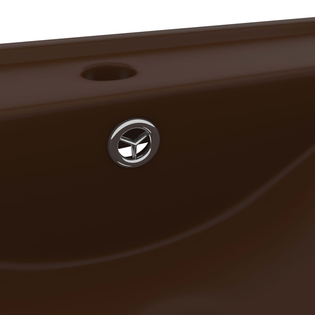 Luxury bathroom sink, tap hole, matte brown 60x46 cm ceramic