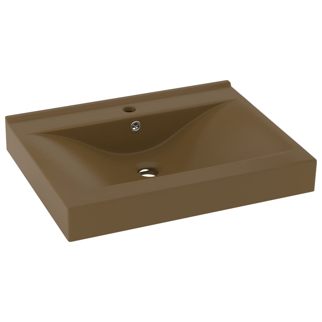 Luxury bathroom sink, matte cream tap hole 60x46 cm ceramic