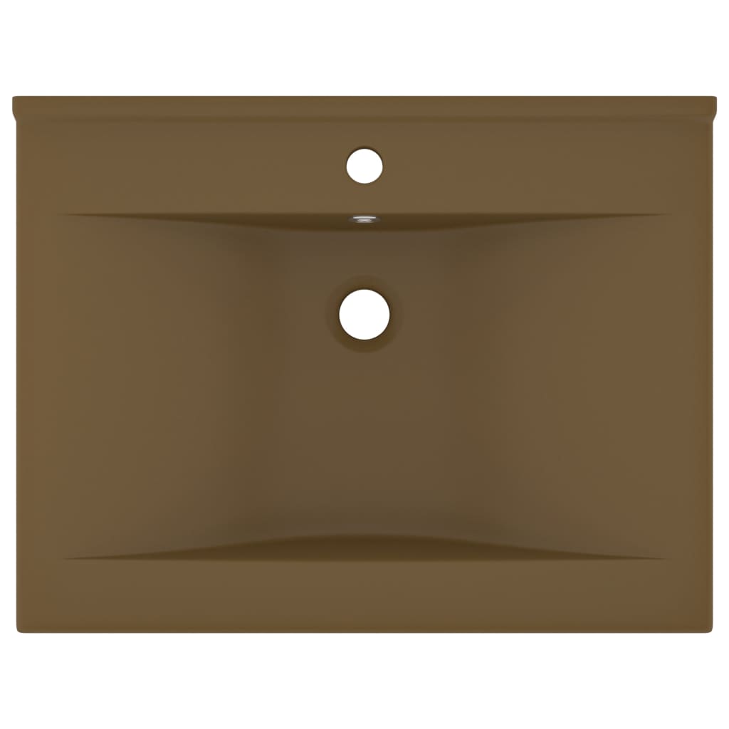 Luxury bathroom sink, matte cream tap hole 60x46 cm ceramic