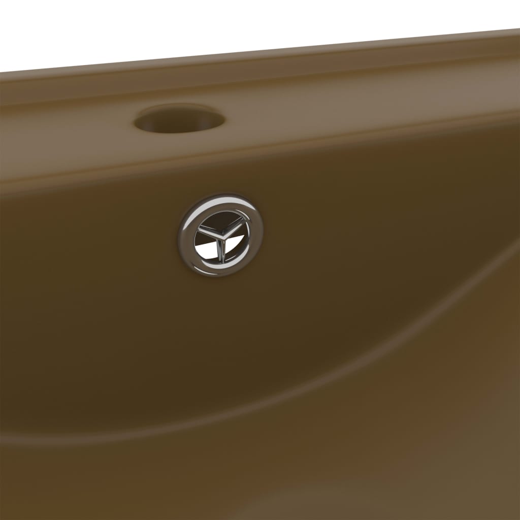 Luxury bathroom sink, matte cream tap hole 60x46 cm ceramic