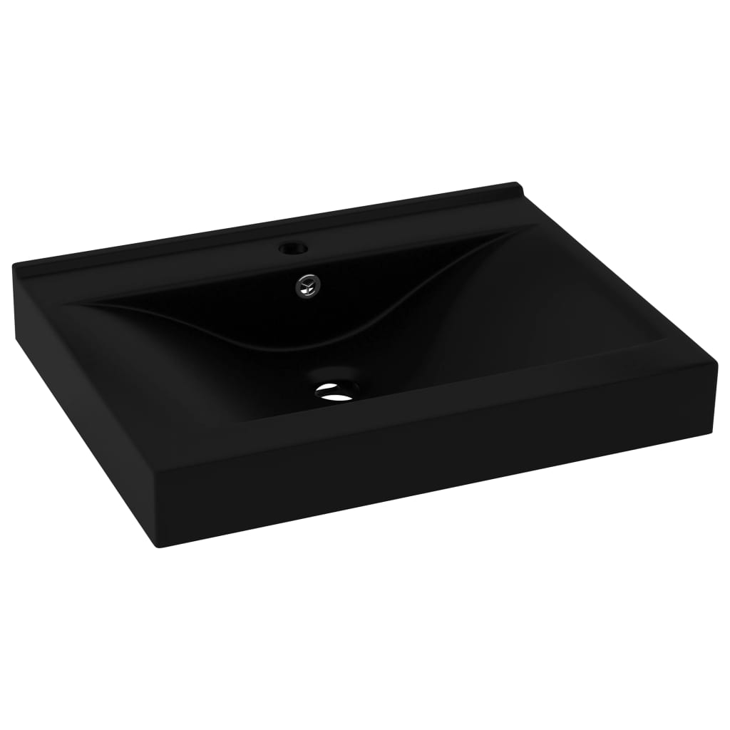 Luxury bathroom sink, matte black tap hole 60x46 cm ceramic