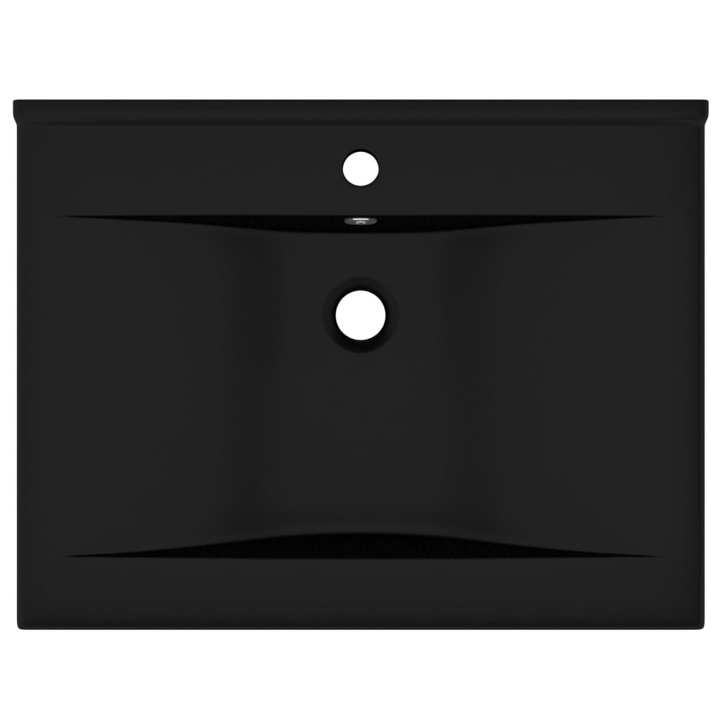 Luxury bathroom sink, matte black tap hole 60x46 cm ceramic