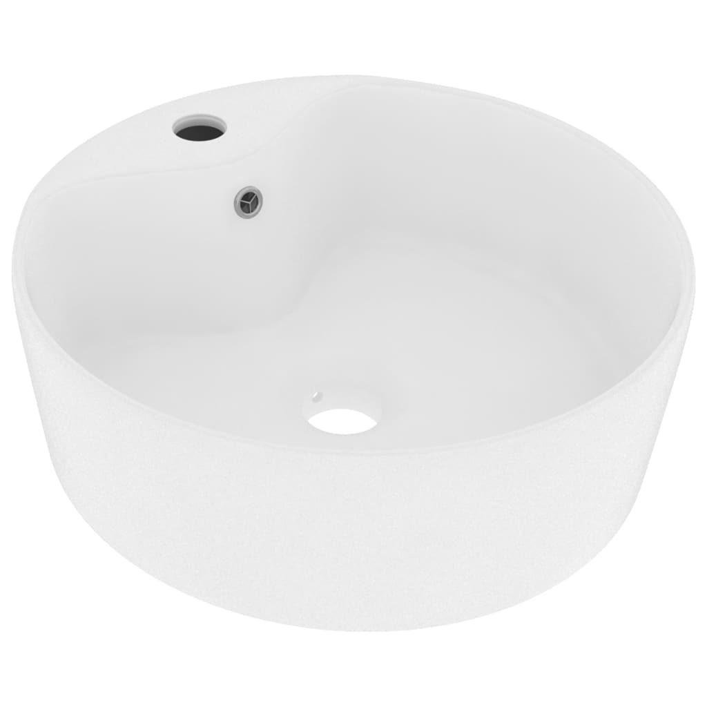 Luxury sink with overflow, matt white, 36 x 13 cm, ceramic