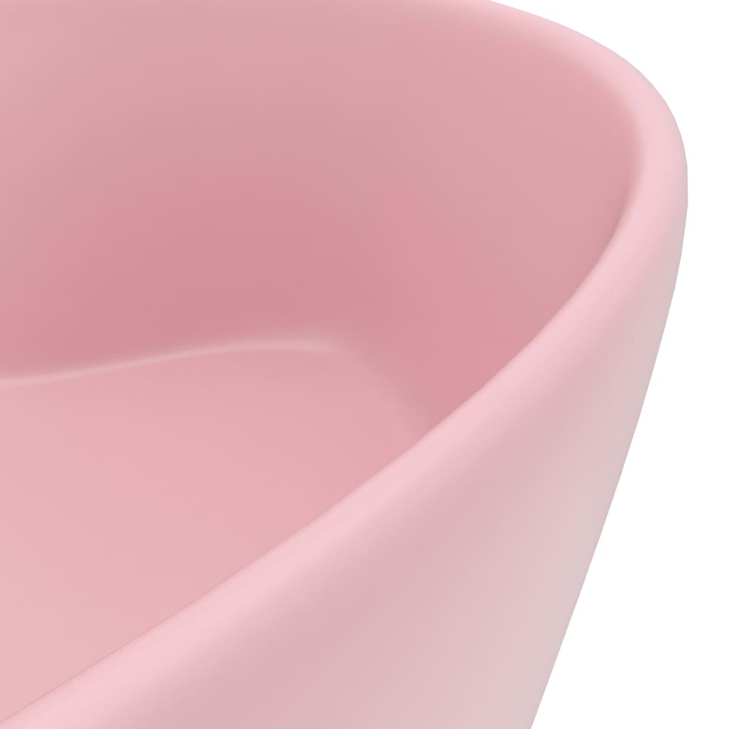 Luxury sink with overflow, matte pink, 36 x 13 cm, ceramic