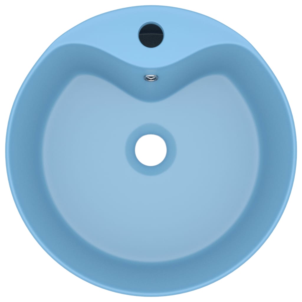 Luxury sink with overflow, matte blue, 36x13 cm, ceramic