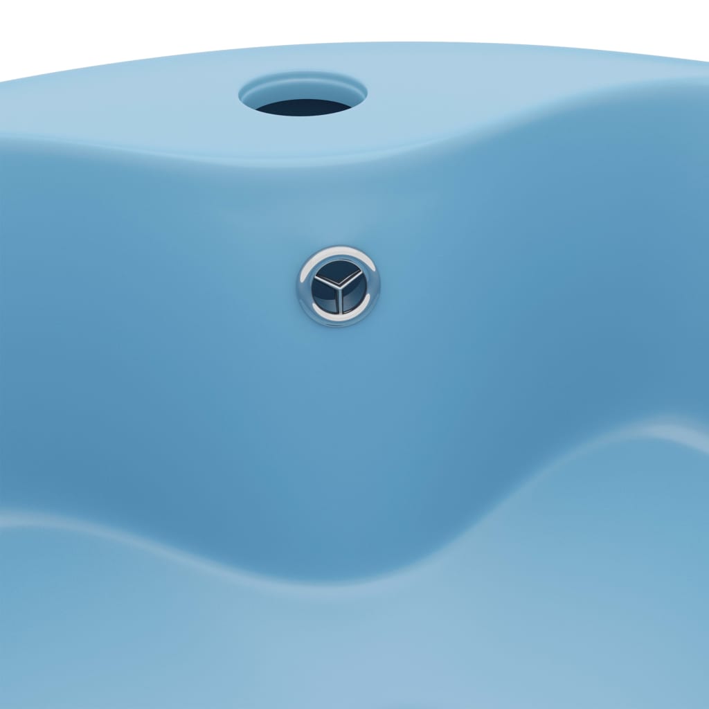 Luxury sink with overflow, matte blue, 36x13 cm, ceramic