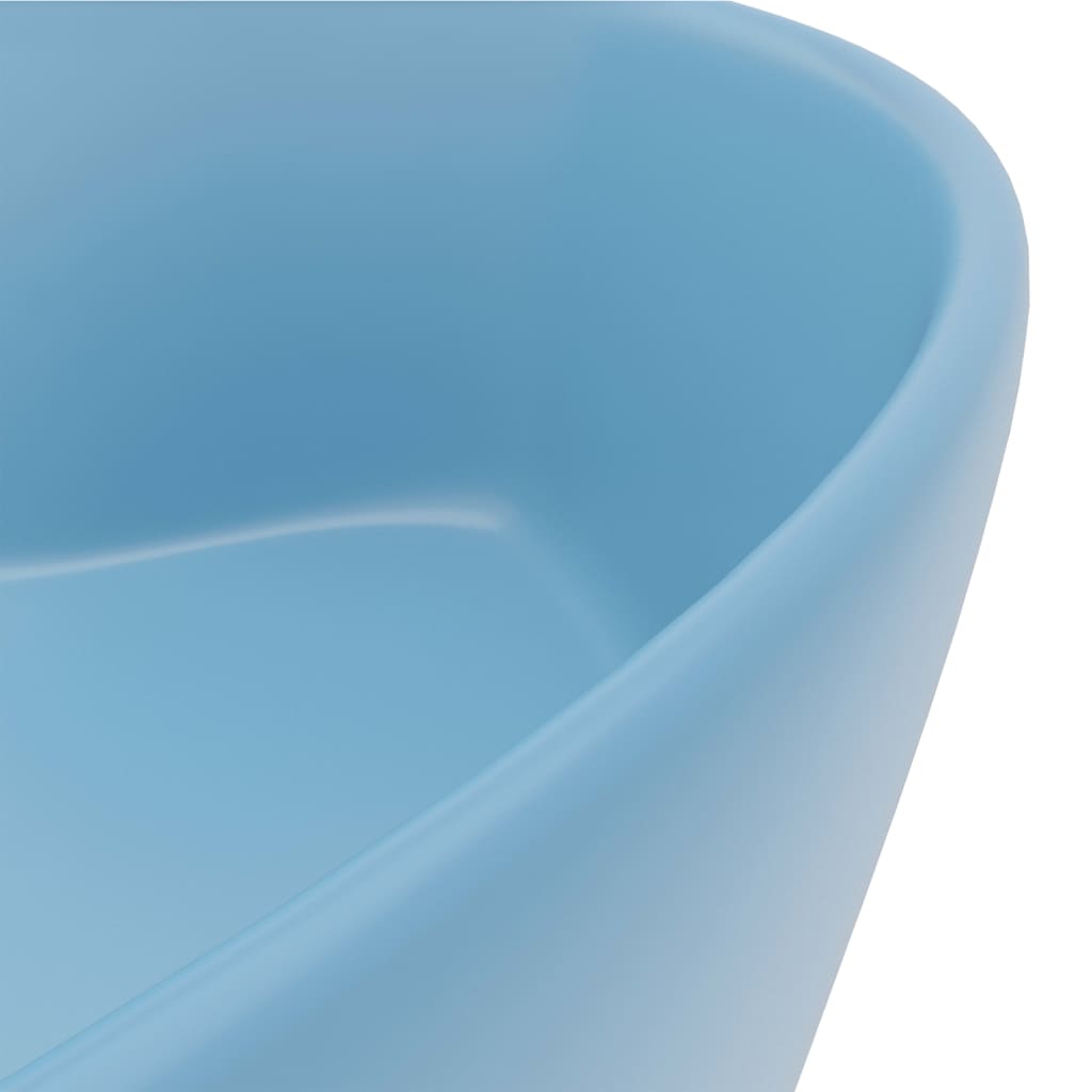 Luxury sink with overflow, matte blue, 36x13 cm, ceramic