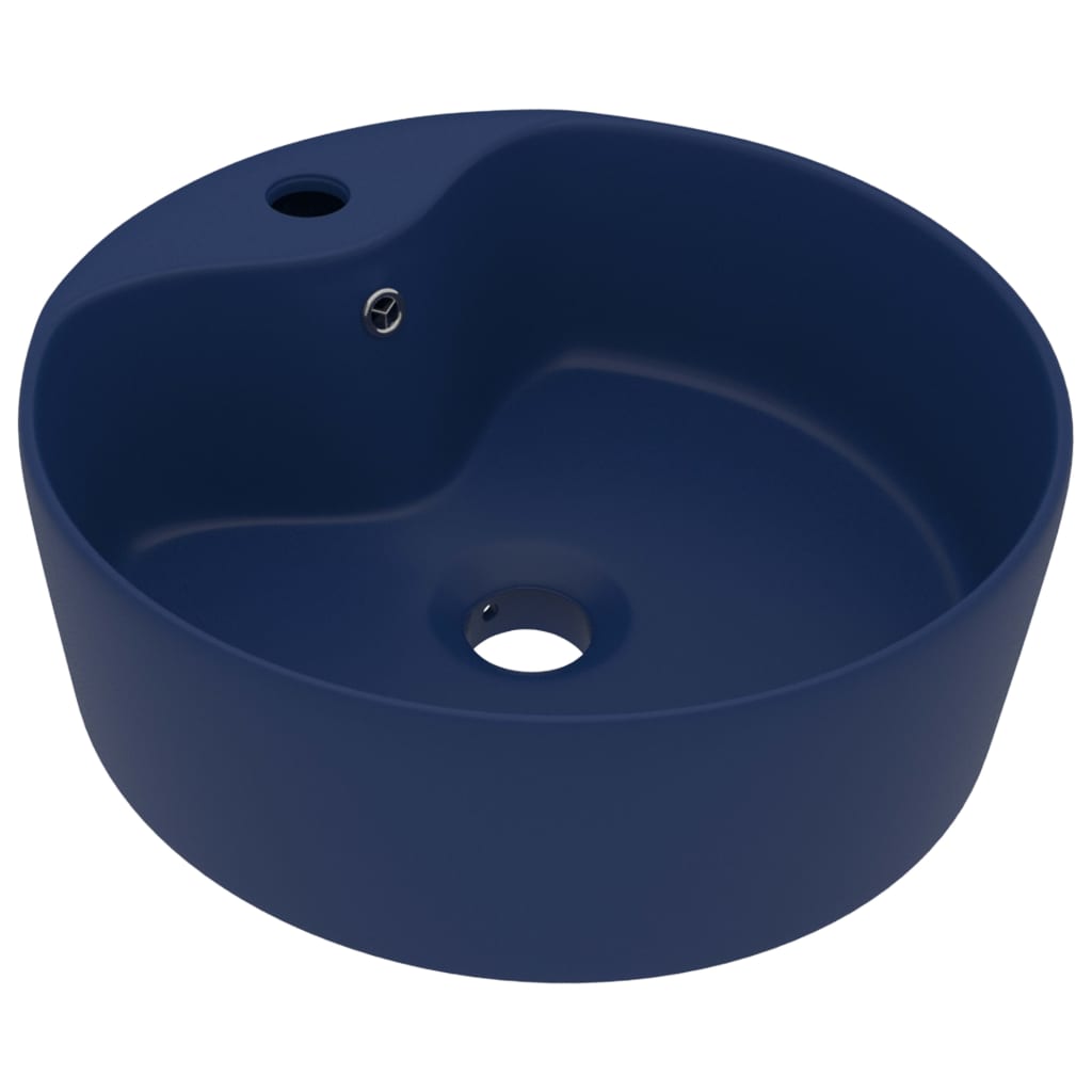 Luxury sink with overflow, matte blue, 36 x 13 cm, ceramic