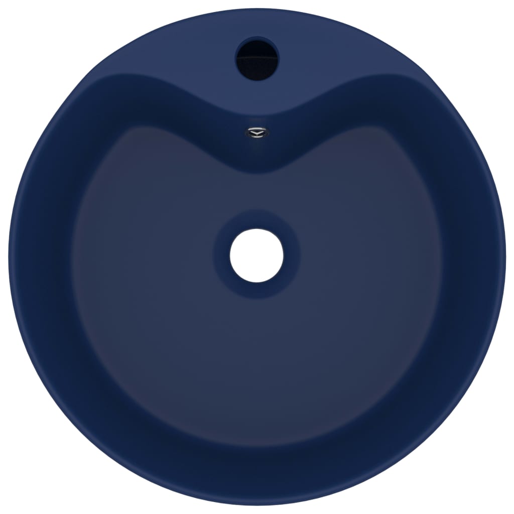 Luxury sink with overflow, matte blue, 36 x 13 cm, ceramic