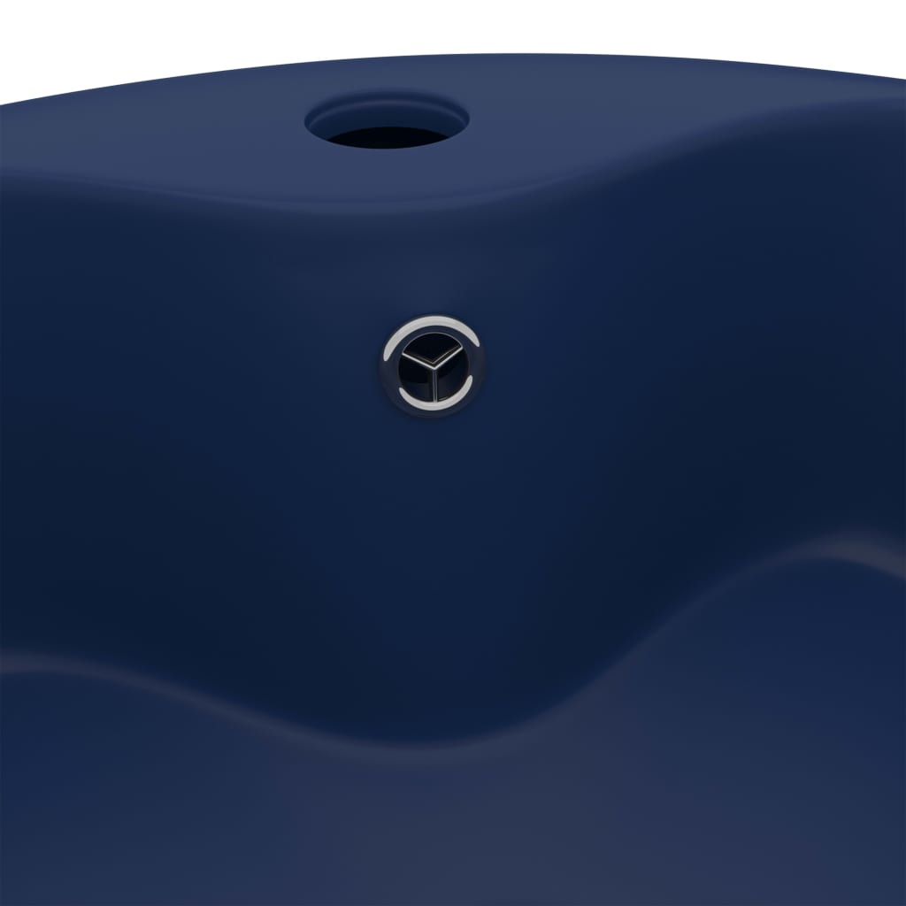 Luxury sink with overflow, matte blue, 36 x 13 cm, ceramic