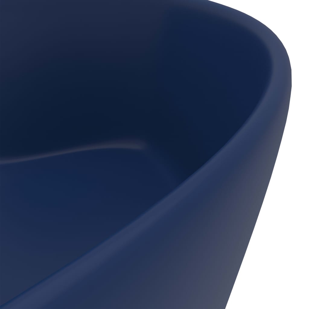 Luxury sink with overflow, matte blue, 36 x 13 cm, ceramic