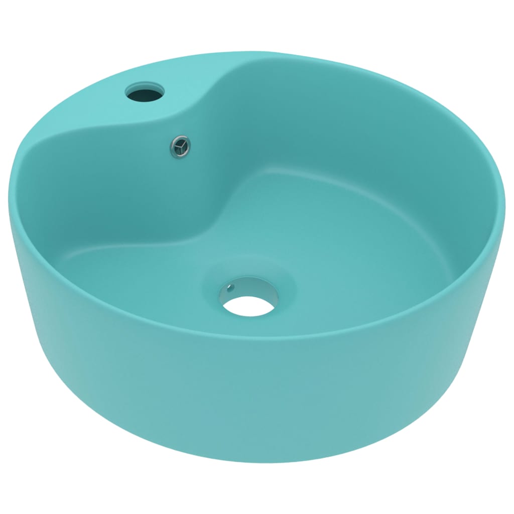 Luxury sink with overflow light green matte 36x13 cm ceramic