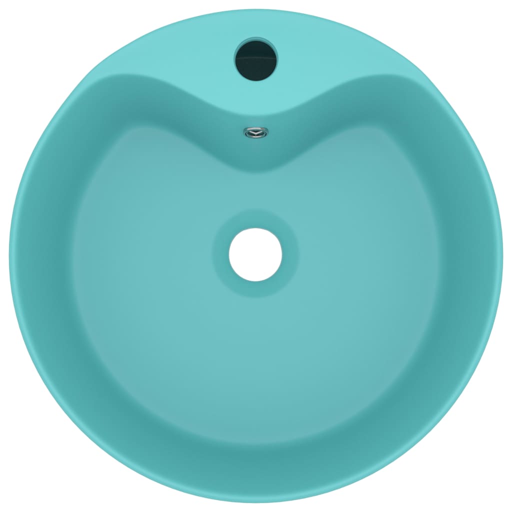 Luxury sink with overflow light green matte 36x13 cm ceramic