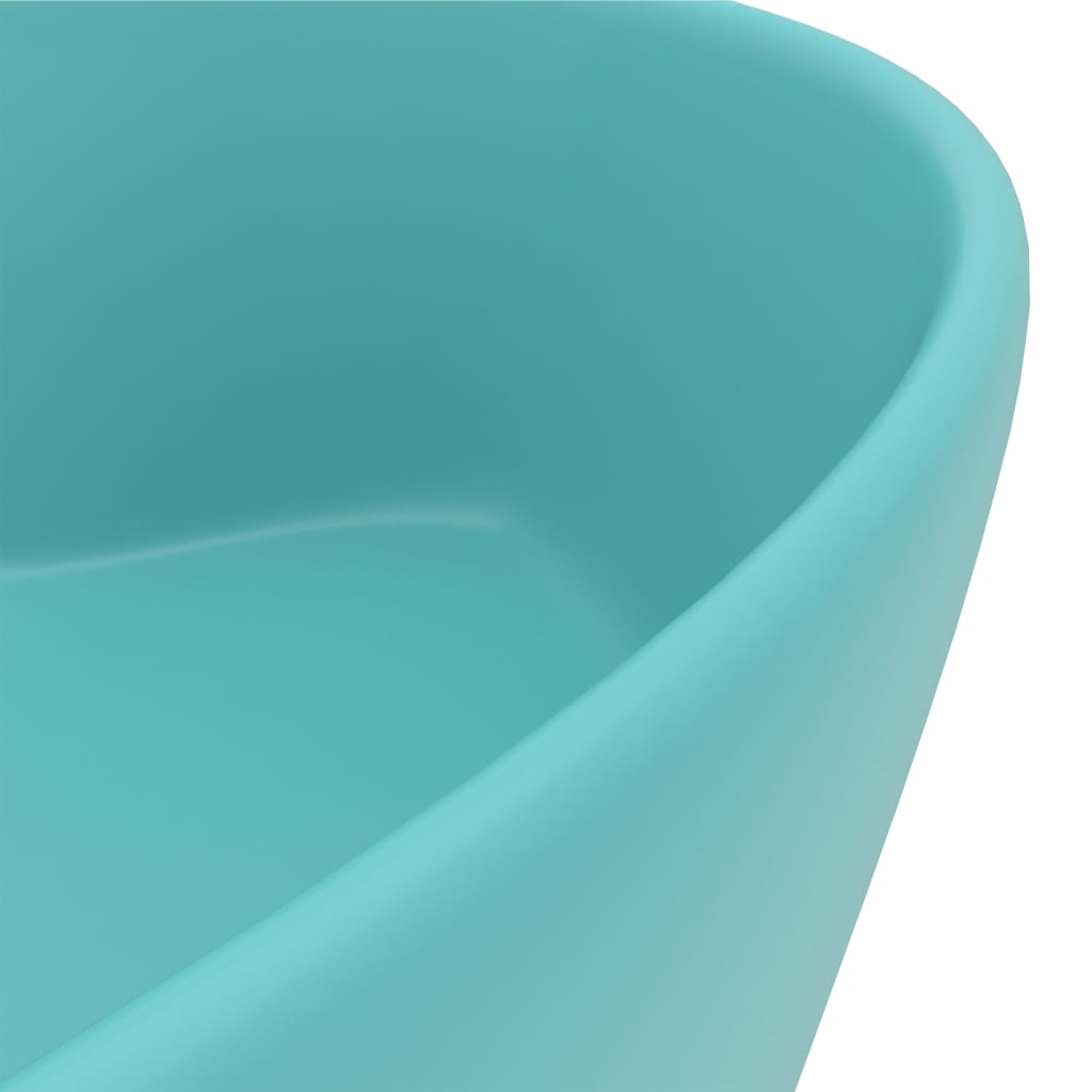 Luxury sink with overflow light green matte 36x13 cm ceramic