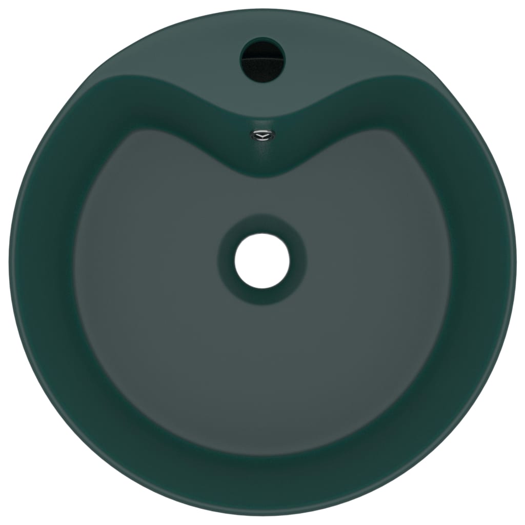 Luxury sink with overflow dark green matte 36x13 cm ceramic