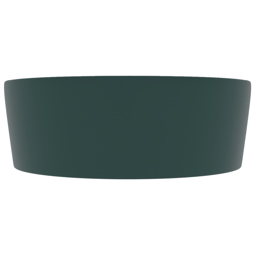 Luxury sink with overflow dark green matte 36x13 cm ceramic