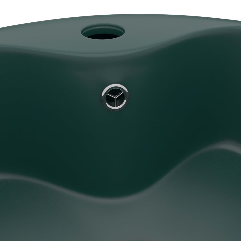 Luxury sink with overflow dark green matte 36x13 cm ceramic