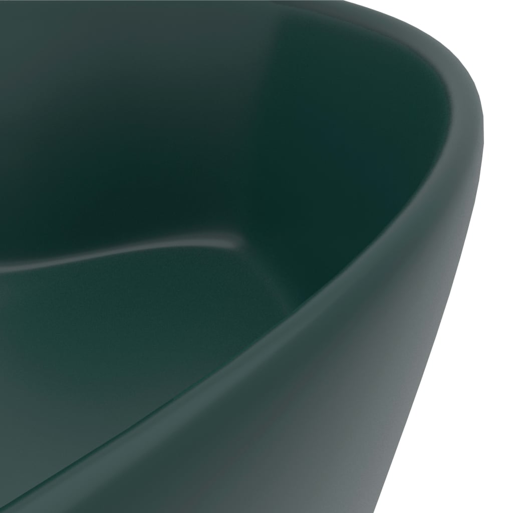 Luxury sink with overflow dark green matte 36x13 cm ceramic