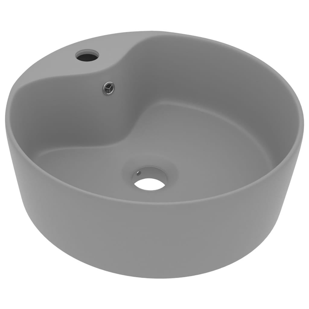 Luxury sink with overflow, light grey matt, 36x13 cm ceramic