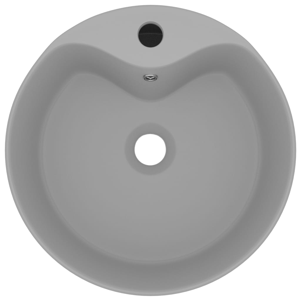 Luxury sink with overflow, light grey matt, 36x13 cm ceramic