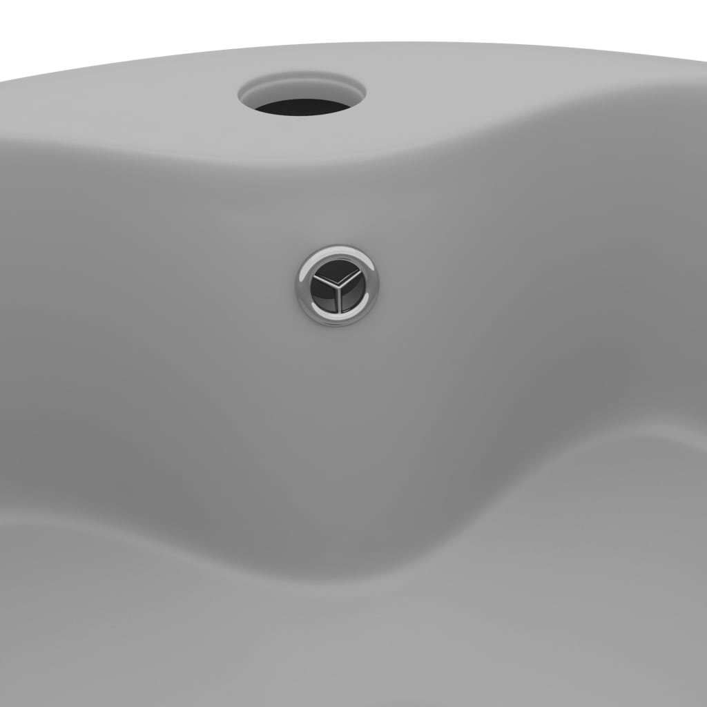 Luxury sink with overflow, light grey matt, 36x13 cm ceramic