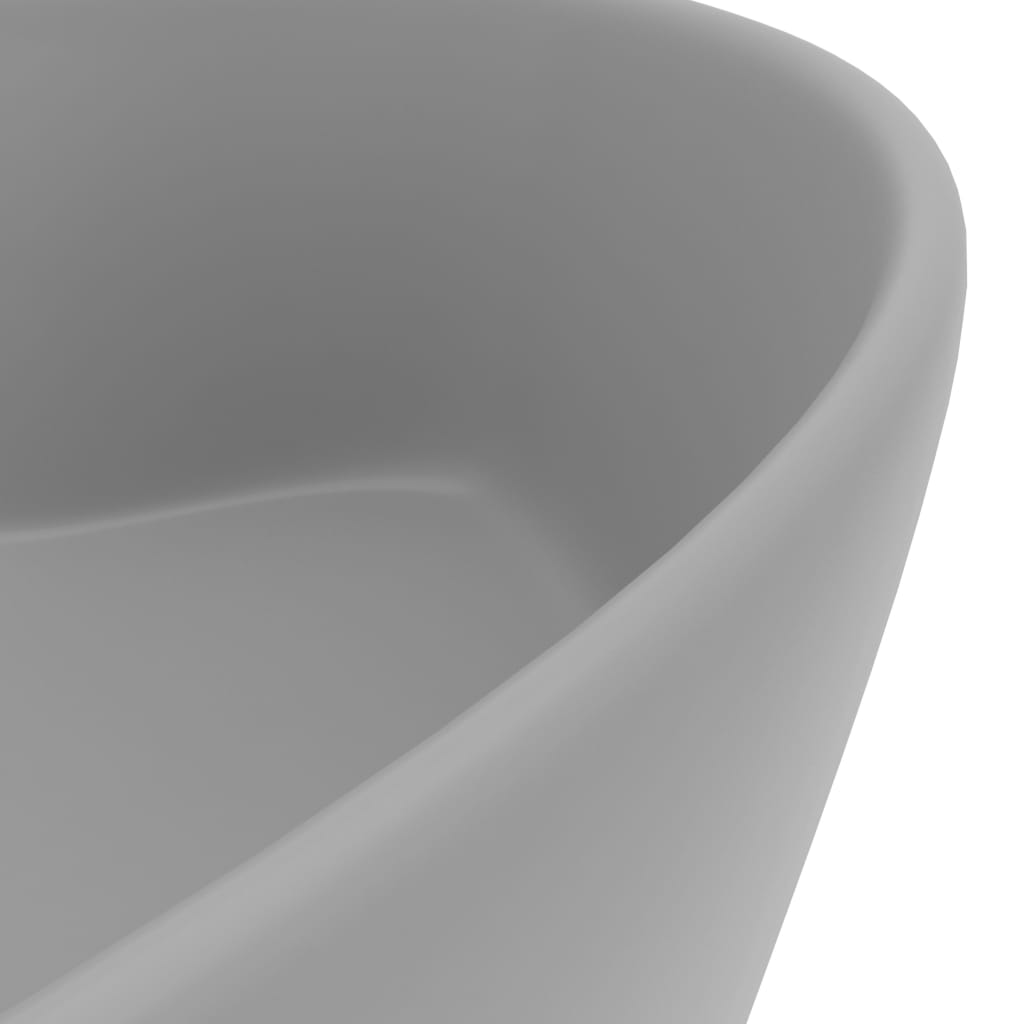 Luxury sink with overflow, light grey matt, 36x13 cm ceramic