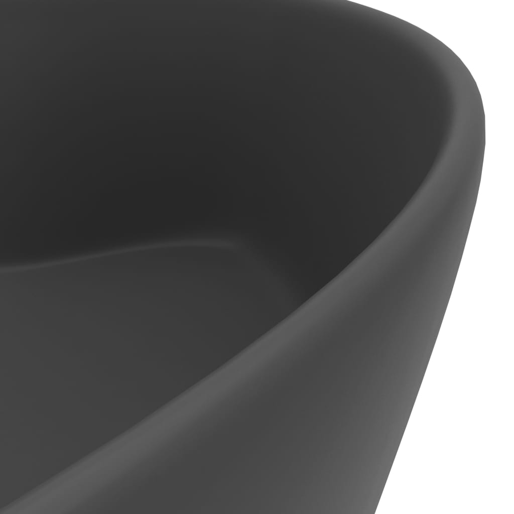 Luxury sink with overflow, dark grey matt, 36x13 cm, ceramic