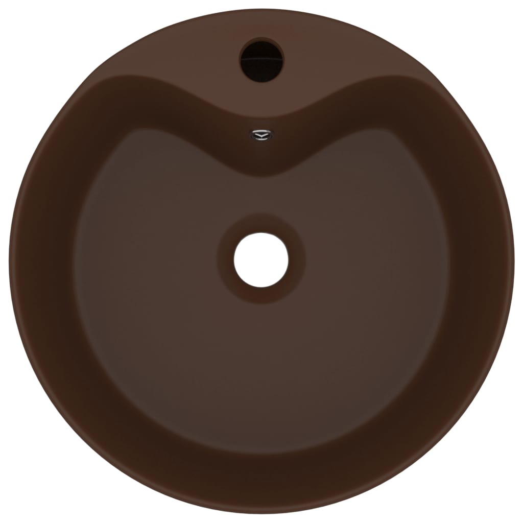 Luxury sink with overflow, dark brown matt, 36x13cm, ceramic