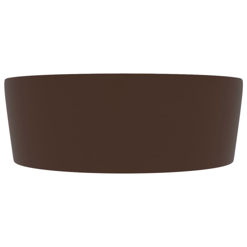 Luxury sink with overflow, dark brown matt, 36x13cm, ceramic