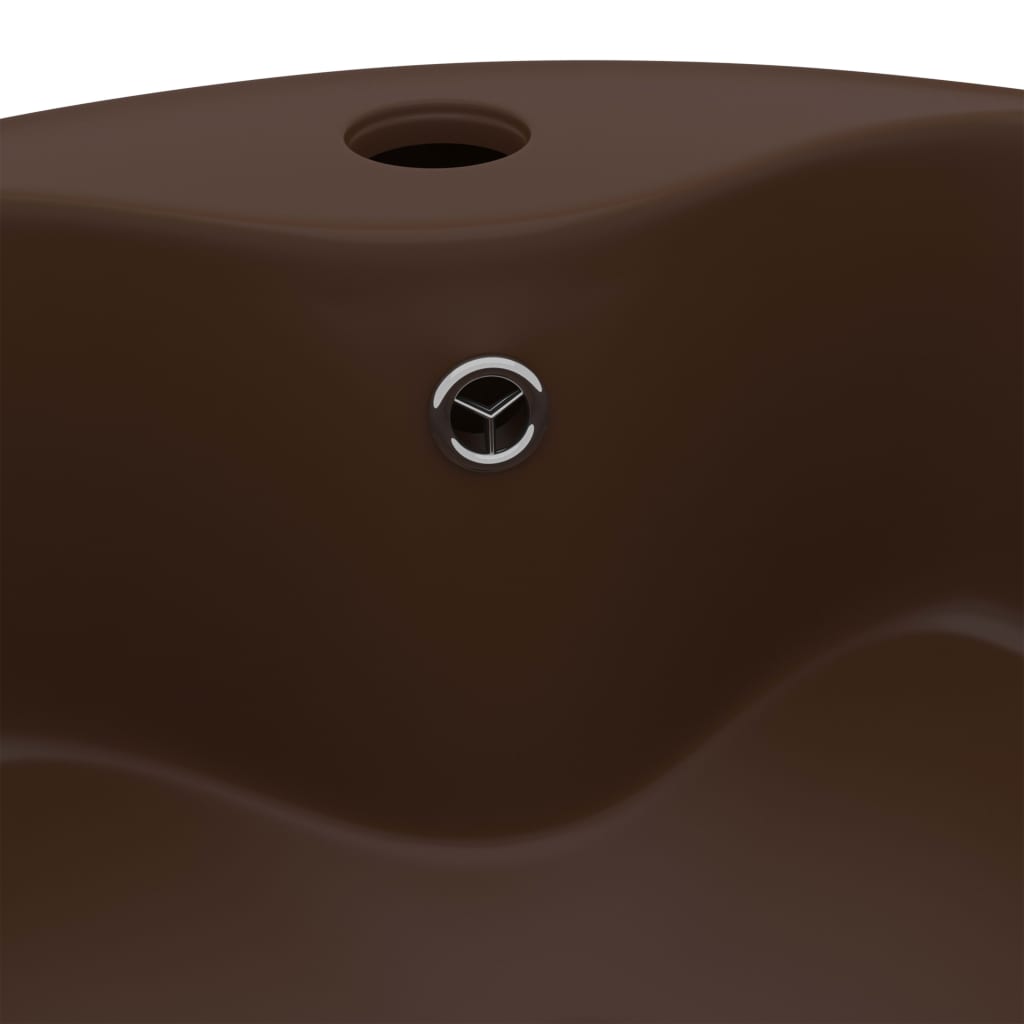 Luxury sink with overflow, dark brown matt, 36x13cm, ceramic