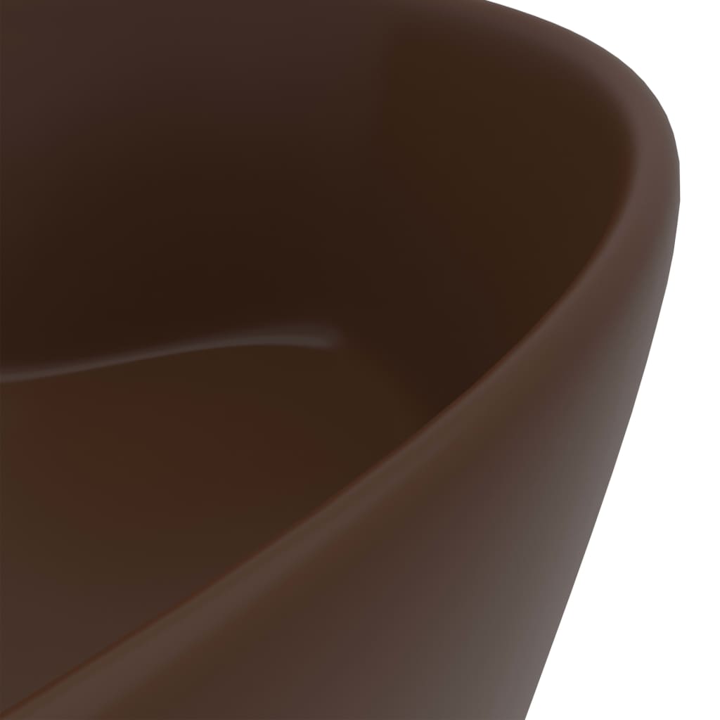 Luxury sink with overflow, dark brown matt, 36x13cm, ceramic