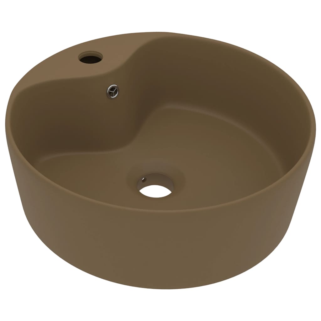 Luxury sink with overflow, matte cream, 36 x 13 cm, ceramic