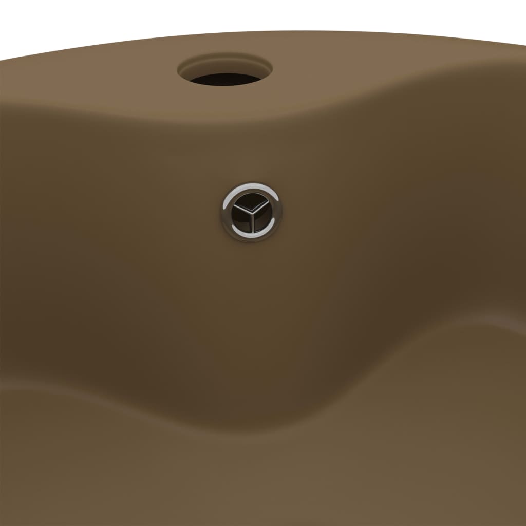 Luxury sink with overflow, matte cream, 36 x 13 cm, ceramic