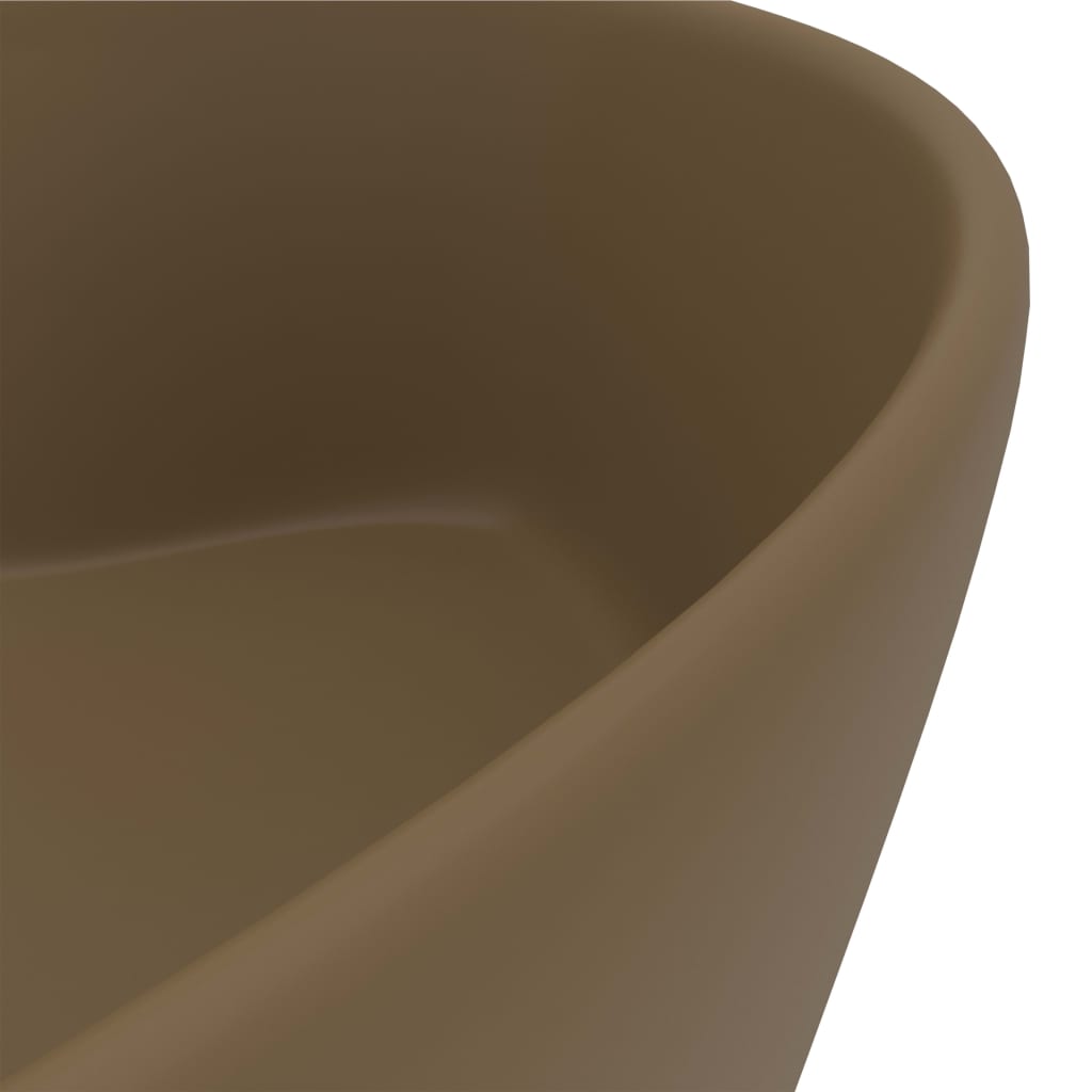 Luxury sink with overflow, matte cream, 36 x 13 cm, ceramic