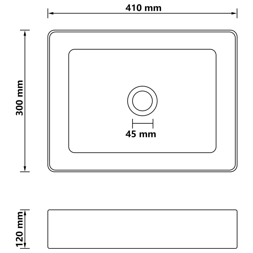 Luxury bathroom sink, matt white, 41x30x12 cm, ceramic