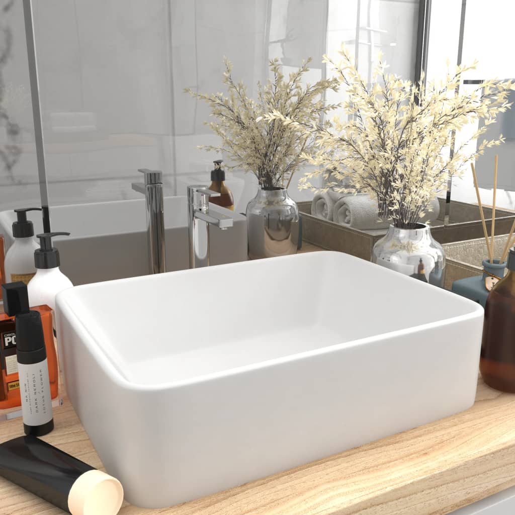 Luxury bathroom sink, matt white, 41x30x12 cm, ceramic